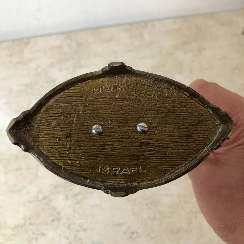Israel Judaica Art Metalwor, Collectible Brass Menorah Alexa Name Engrav…